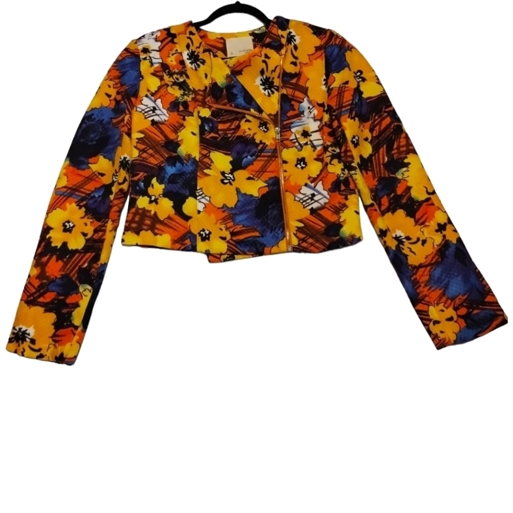 Mustard Seed Floral Zip‎ Up Blazer Jacket